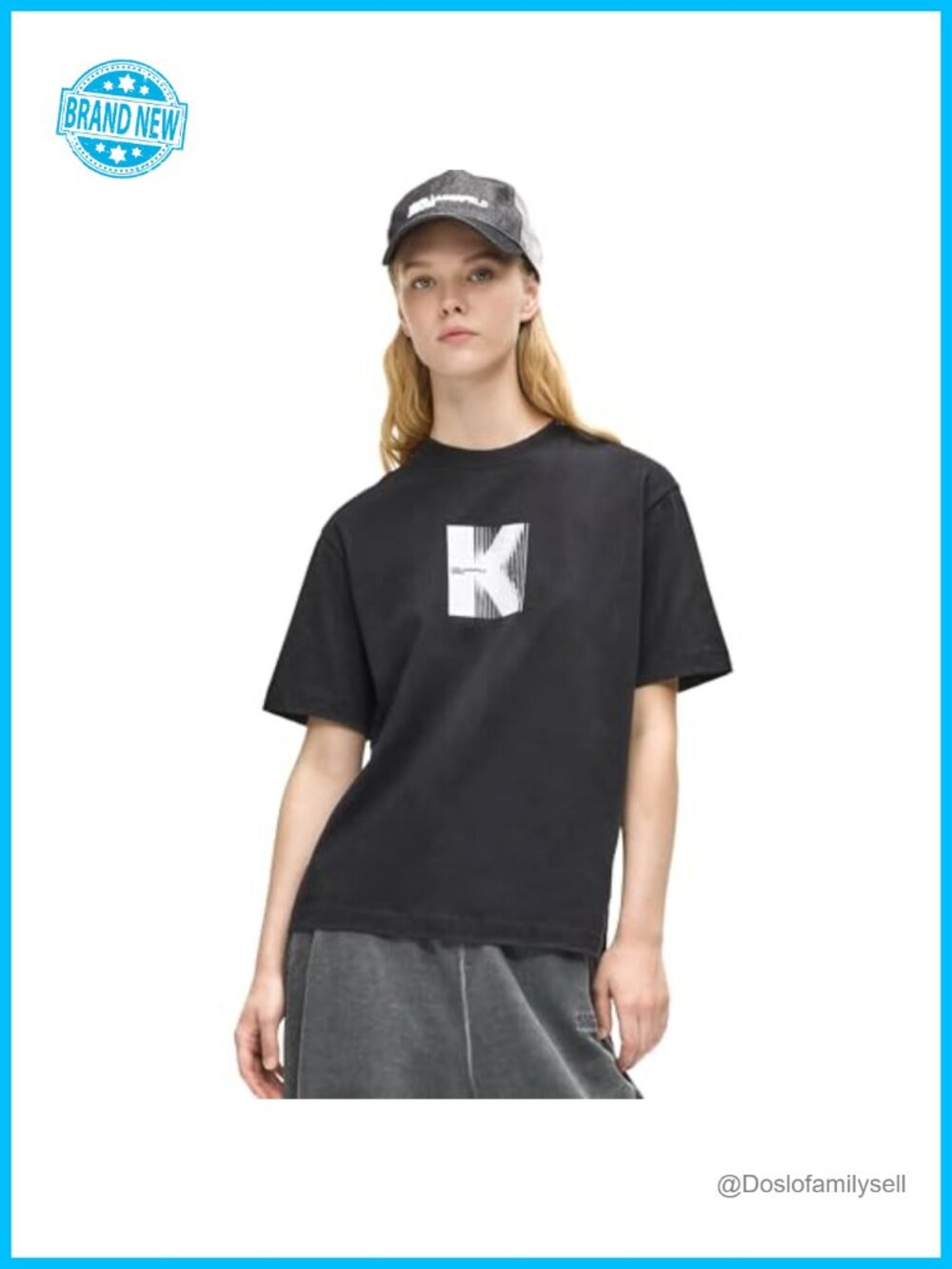 Women's Short Sleeve Crew Neck Logo T-Shirt Regular Fit Cotton Tee